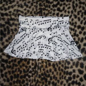 Giselle’z handmade Foldover mini Music note Print a line Skirt - White🎵